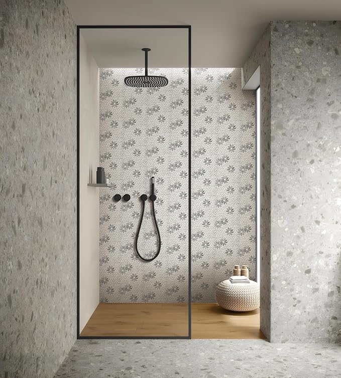 5 Sheets Marble Flowers Mosaic Wall and Floor Tiles for Bathroom and Kitchen 12.2 * 12.6 Inches 1.07 sq.ft