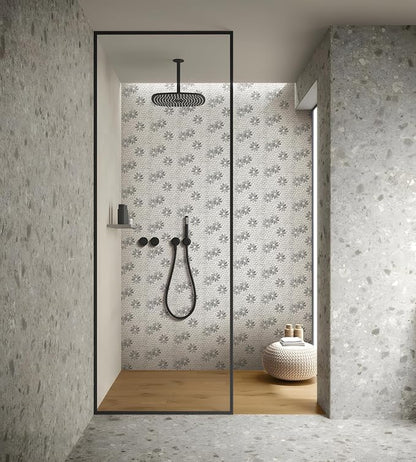 5 Sheets Marble Flowers Mosaic Wall and Floor Tiles for Bathroom and Kitchen 12.2 * 12.6 Inches 1.07 sq.ft