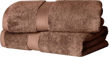 SUPERIOR Egyptian Cotton Plush & Absorbent, Bath Towel Set of 2, Chocolate | Quick Dry, Soft Luxury Towel Set, Bath Essentials for Bathroom, Guest Bath, Spa, 2 Piece Bath, Madeline Towels