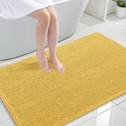 OLANLY Large Bathroom Rugs 44x32, Extra Soft Absorbent Chenille Bath Rugs | Yellow, Quick-Drying Rubber Backing, Machine Washable Bath Mat for Bathroom Floor, Tub and Shower, Home Decor Accessories
