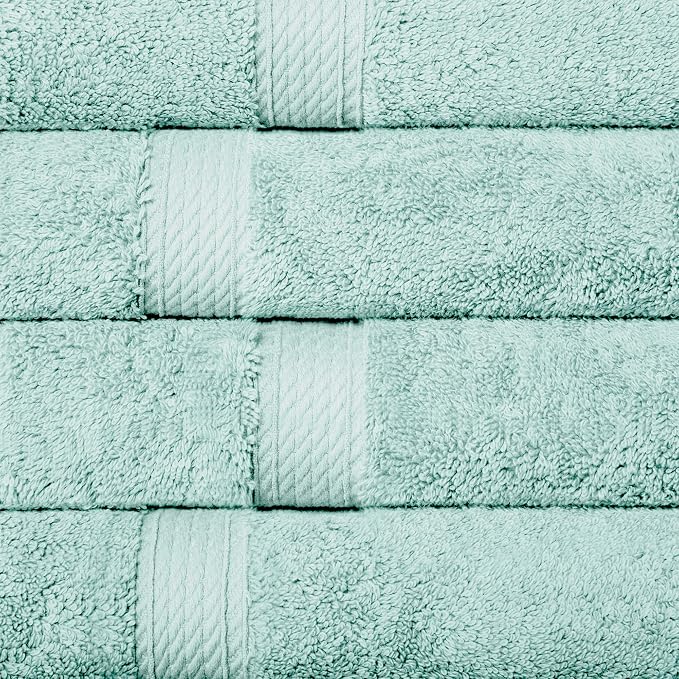 SUPERIOR Egyptian Cotton Plush & Absorbent, Hand Towel Set of 4, Sea Foam | Quick Dry, Soft Luxury Towel Set, Bath Essentials for Bathroom, Guest Bath, Spa, 4 Piece Set, Madeline Towels