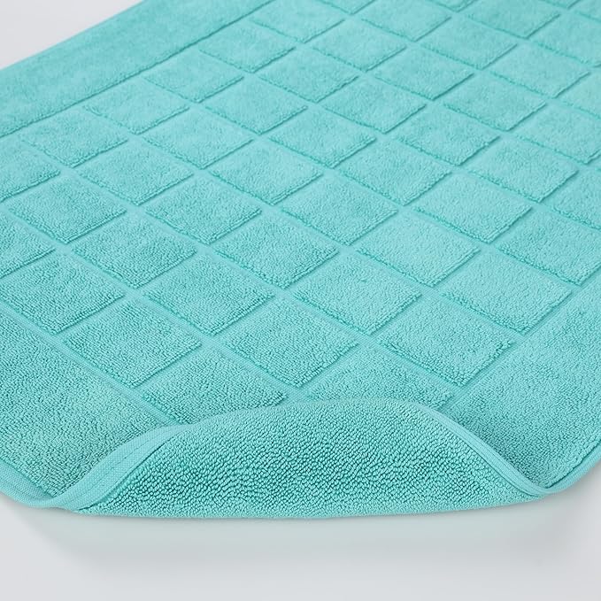 Superior 100% Cotton Bathmat Set, Bath Mats, Bathroom Decor, Shower, Bathtub Essentials, Home Accessories, Small Washable Rug, No Backing, Heavyweight, Nora Collection, Set of 2, 22" x 35", Turquoise