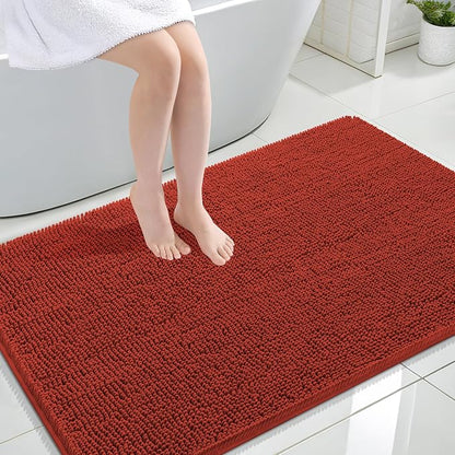 OLANLY Large Bathroom Rugs 47x32, Extra Soft Absorbent Chenille Bath Rugs | Rustic Terracotta, Quick-Drying Rubber Backing, Washable Bath Mat for Bathroom Floor, Tub and Shower, Home Decor Accessories