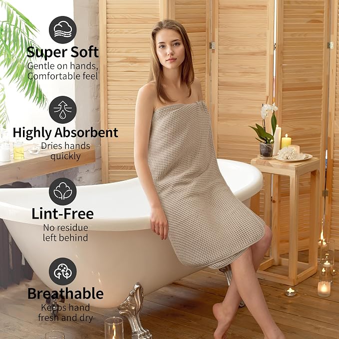 MICROFI New Microfiber Waffle Bath Towels, 2 Pieces, Soft, Absorbent, Fast Drying, Lint Free 430 GSM (30''x60''/76cm x 152cm)