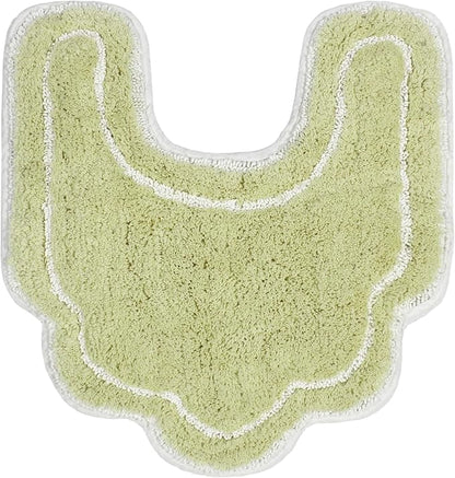 Home Weavers Allure Collection 100% Cotton Contour Rug, Soft & Absorbent U-Shaped Toilet Rug, Spray Latex Backing, Quick Dry, Machine Washable Bathroom Floor Mat for Toilet Base, 20"x20", Green