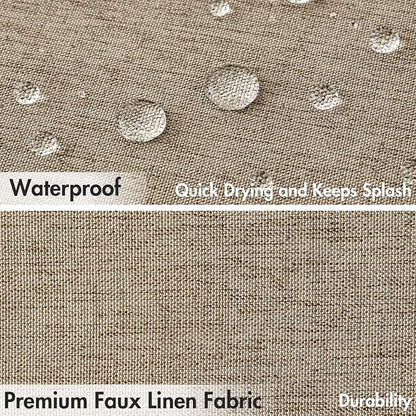 MIULEE 72 x 84 Extra Long Linen Shower Curtain Khaki 12 Metal Hooks | Washable, Fabric Shower Curtain, Waterproof Neutral Thick Cloth Shower Curtain, Bathroom Hotel Bathtub