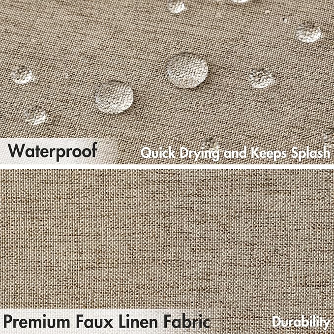 MIULEE Linen Fabric Shower Curtain Khaki W72*L72 12 Metal Hooks | Modern, Heavy Duty, Shower Curtain Set, Waterproof Thick Cloth Shower Curtains, Bathroom Hotel Bathtub, Washable