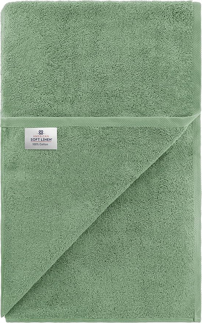 American Soft Linen 100% Cotton 600 GSM Turkish 40x80 Oversized Bath Towel Sheet, Extra Large Adult Towels for Bathroom, Sage Green