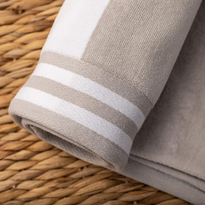 Superior Cotton Striped Beach Towels, Colorful Towels for Adult, Kid, Pool, Swimming, Sand, Travel, Large Oversized, Absorbent, Fast Drying, Bath Basics, Cabana Collection, Set of 6, Light Grey
