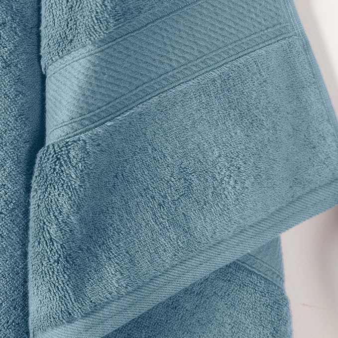 Superior Egyptian Cotton Plush & Absorbent, Bath Towel Set of 2, Denim Blue | Quick Dry, Soft Luxury Towel Set, Bath Essentials for Bathroom, Guest Bath, Spa, 2 Piece Bath, Madeline Towels
