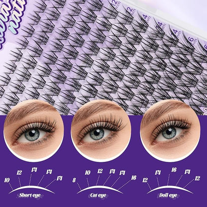 B&Q Wispy Lash Clusters Kit, Natural 06, Individual False Eyelashes Extension Set, Undetectable Natural Look for Effortless Day-to-Night Beauty, from Office Elegance to Date Night Glamour(8-16mix)