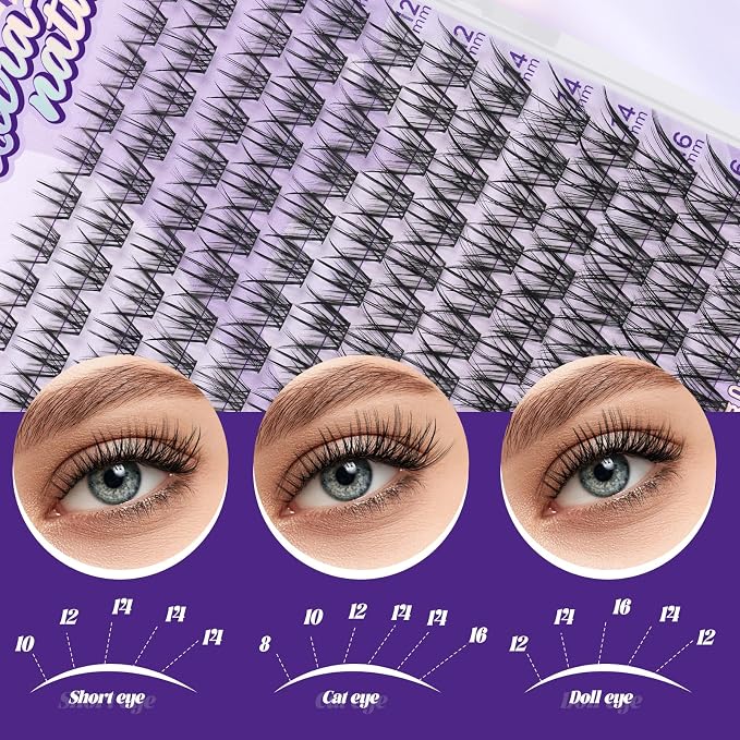 B&Q Natural Lash Clusters 06 - Cluster Eyelash Extensions, Pestañas Postizas Naturales Style Eyelashes Comfort Fit - Day-to-Night Natural Effect - Office & Date Ready For Effortless Beauty(8-16mix)