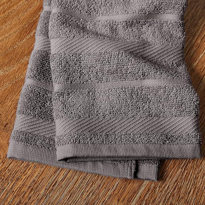KitchenAid Albany Kitchen Towel 8-Pack Set, Charcoal Grey/White, 16"x26"