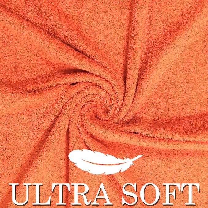 CRAFTBERRY- 6 Piece Cotton Bath Towel Set- 2 Bath - 2 Hand - 2 Face, Orange | 100% Cotton • Thick & Plush • Hotel Quality • Ultra Soft • Highly Absorbent • Quick Dry • Low Lint • Machine Washable