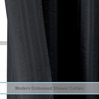 Aiyufeng Moga Fabric Black Shower Curtain 36 x 72 Inches Bath Stall Size, Hotel Quality, Washable, Black Spa Bathroom Curtains, 36x72
