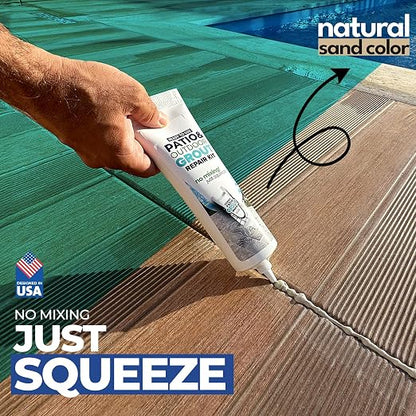 Premixed Patio Grout - Paver and Stone Joint Filler (14oz/400g) | Acrylic sanded formula, multiple shades including red and blue, bathroom shower kitchen tile, water-resistant, 44 sq ft
