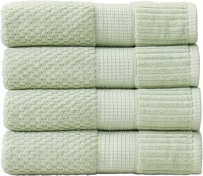 4 Pack 100% Cotton Bath Towels | Sage Towels | Oeko‑TEX Standard 100 | Soft & Absorbent, Quick‑Dry | Trinity Collection - Sage Green
