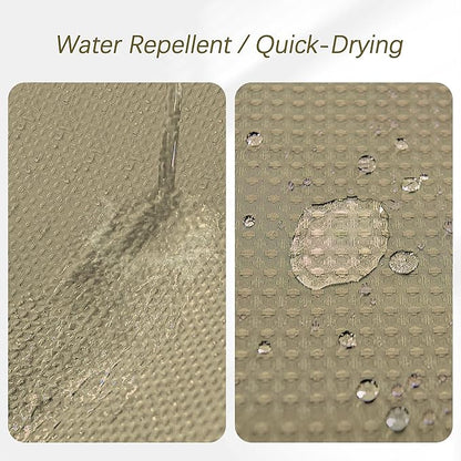 Shower Curtain Taupe Waffle Textured, 256GSM Heavy Duty Weighted Fabric Shower Curtains, Hotel Quality Luxury Polyester Water Repellent Bathroom Curtain with 12 Hooks, 72Wx78H