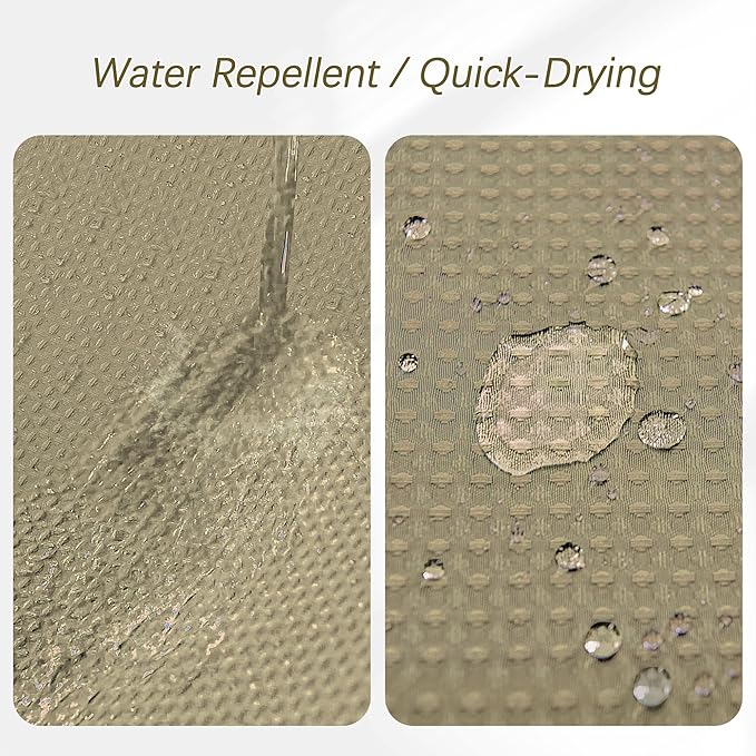 Taupe Shower Curtain 256GSM Heavy Duty Waffle Woven Bathroom Shower Curtains, Weighted Fabric Shower Curtains for Hotel Spa Luxury Polyester Bath Curtain with 12 Hooks, 72Wx72H