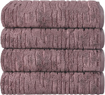 SKL Home CloudSoft 100% Cotton Luxury 4-Piece Bath Towel Set, Soft Plum | Premium spa-level quality. 600 GSM weight. Ultra plush & absorbent.
