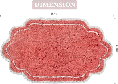 Home Weavers Allure Collection 100% Cotton Tufted Bathroom Rug, Soft and Absorbent Bath Rugs, Non-Slip Bath Carpet, Machine Wash Dry Bath Mats for Bathroom Floor, 21"x34" Bath Rug, Coral