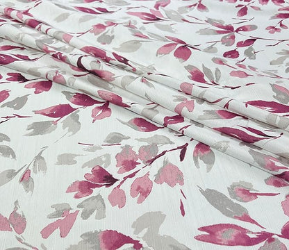 Serafina Home Hotel Quality Fabric Bathroom Shower Curtain: Floral Leaf Damask - Pink, Gray and White (72 x 70 inches)