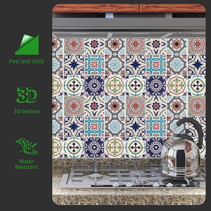 LONGKING Peel and Stick Backsplash Tile Stickers, Pistachio and Blue Tile for Kitchen, Stick on Wall Tiles (10 Sheets) | Peel and stick backsplash, self-adhesive wall tile, Pistachio Blue, waterproof, kitchen bathroom wall, 10-sheet