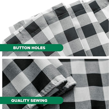Fabric Shower Curtain-Black & White Farmhouse Shower Curtains for Bathroom | 72"Wx84"L Gingham Buffalo Plaid Neutral Extra Long Bath Curtain Decor-Hotel Quality Checkered Geometric Linen Cloth Washable