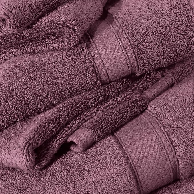 SUPERIOR Egyptian Cotton Ultra Plush & Absorbent, 6 Piece Set, Plum | Quick Dry, Soft Luxury Towel Set, Bath Essentials, Guest Bath, Spa, 2 Bath, 2 Hand, 2 Face Towels, Madeline Towels