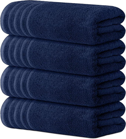 Avalon Towels Bath Towels Set of 4, Size 30 x 60 Inches - 60% Cotton, 40% Viscose Made from Bamboo, Soft and Absorbent, Thin and Quick Drying, Lightweight, Perfect for Daily Use