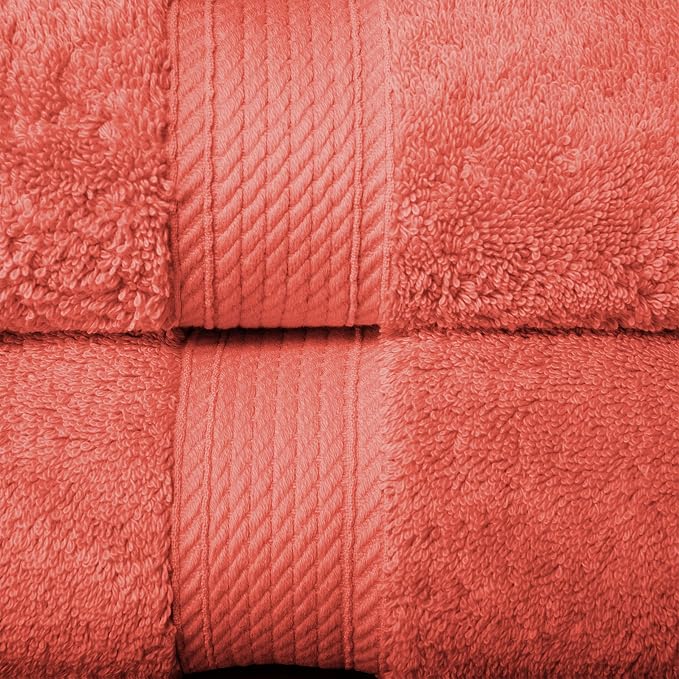 SUPERIOR Egyptian Cotton Ultra Plush & Absorbent, 10 Piece Set, Coral | Quick Dry, Soft Luxury Towel Set, Bath Essentials, Guest Bath, Spa, 2 Bath, 4 Hand, 4 Face Towels, Madeline Towels