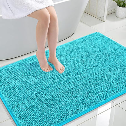 OLANLY Large Bathroom Rugs 44x32, Extra Soft Absorbent Chenille Bath Rugs | Aqua Sky, Quick-Drying Rubber Backing, Machine Washable Bath Mat for Bathroom Floor, Tub and Shower, Home Decor Accessories