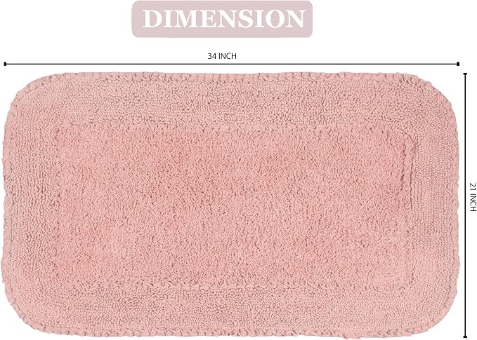 Home Weavers Radiant Collection 100% Cotton Bathroom Rugs Set, Machine Washable Rug, Extra Soft and Absorbent Bath Rug, Kitchen Mat, Bath Mat Set, Bath Floor Mat Non Slip, 21"x34" Rectangle, Pink