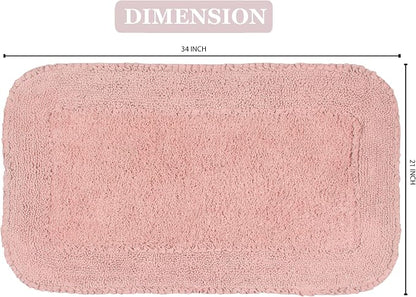 Home Weavers Radiant Collection 100% Cotton Bathroom Rugs Set, Machine Washable Rug, Extra Soft and Absorbent Bath Rug, Kitchen Mat, Bath Mat Set, Bath Floor Mat Non Slip, 21"x34" Rectangle, Pink