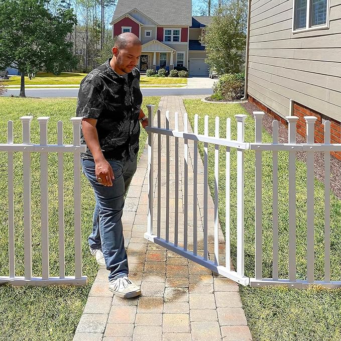 Zippity Burbank Picket Gate, White Vinyl DIY No Dig Kit | 3.5ftH x 5ftW, 1 Gate, Hardware Included, ZP19071