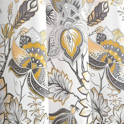 Lush Decor Cynthia Jacobean Shower Curtain, 72" x 72", Yellow & Gray