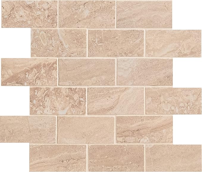 MSI Aria Oro Polished Porcelain Subway Tile for Kitchen Backsplash, Wall Tile for Bathroom, Accent Wall Tile, Shower Wall Tile, 12 in. x 12 in. Mesh-Mounted Mosaic Tile (8 sq. ft. / case)