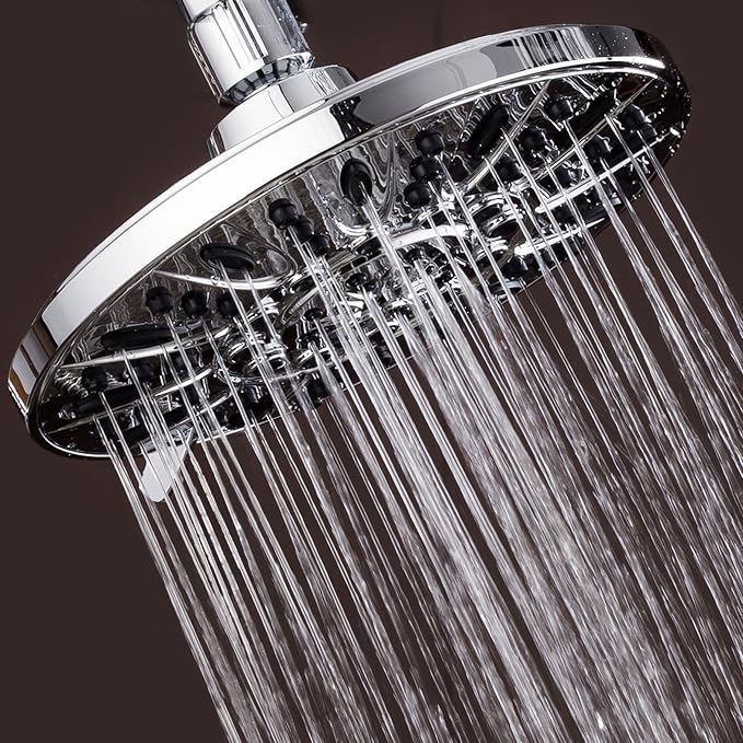 AquaDance High Pressure 6-Setting, 7" Rainfall Shower Head – Tested to Meet US Quality Standards, Angle-Adjustable, with Tool-Free Installation – Chrome Finish | Angle Adjustable with Extra-wide Flow Coverage & High Precision Anti-clog Nozzles. Tool-Fr...
