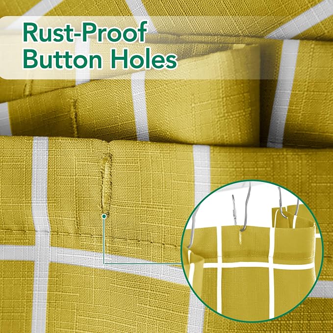 Fabric Farmhouse Shower Curtain-Extra Long Shower Curtains Bathroom Gold | 72"Wx84"L Faux Linen Grid Minimalist Simple Rustic Neutral Shower Curtain Decor-Cloth Geometric Plaid Washable Hotel Quality