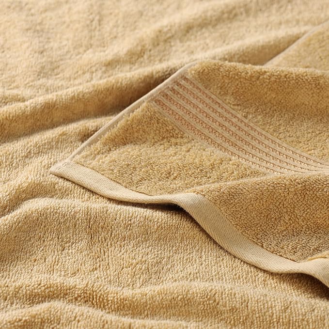 Superior Luxury Cotton Bath Towel - 6 Piece Set, Premium Egyptian Cotton Towels, Gold