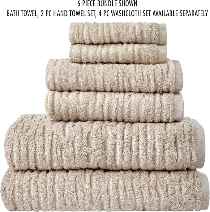 SKL Home CloudSoft 100% Cotton Luxury 4-Piece Bath Towel Set, Oatmeal | Premium spa-level quality. 600 GSM weight. Ultra plush & absorbent.