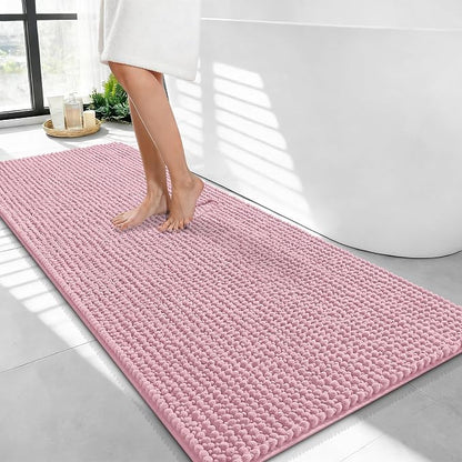 OLANLY Thick Chenille Bathroom Runner Rugs Mats 44x24, Dusty Rose | Soft Absorbent Bath Rugs, Rubber Backing, Machine Wash Dry, Bath Mats for Bathroom, Tub and Shower, Home Decor Accessories