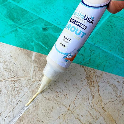 PentaUSA Premixed Tile Grout Repair - Cream Ivory (8.8oz/250g) | 5 beige shades with RAL codes, premixed acrylic sanded, bathroom shower kitchen tile, water-resistant, 24-hour cure, 29 sq ft