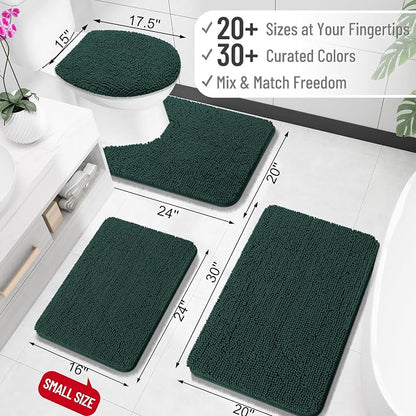 OLANLY Small Bathroom Rugs 24x16, Extra Soft Absorbent Chenille Bath Rugs | Blackish Green, Quick-Drying Rubber Backing, Washable Bath Mat for Bathroom Floor, Tub and Shower, Home Decor Accessories