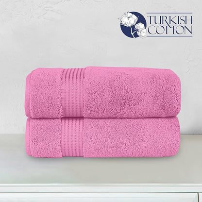Elegant Comfort Premium Turkish Cotton 2 Pack Bath Towel Set - 27 x 54 inch, Luxurious Hotel Spa Quality 100% Turkish Cotton 2PC Bath Towel Set - Highly Absorbent - Soft Bathroom Towels, Light Pink