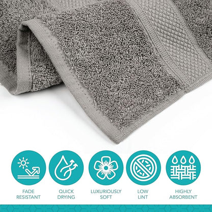 Pleasant Home Bath Towels Set of 6 (24” x 50”) 100% Cotton, 515 GSM | Lightweight, Soft & Highly Absorbent Luxury Towels for Bathroom | for Gym, Pool & Spa | 6 Pack, Gray
