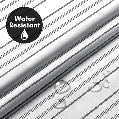 Americanflat 72x75 Hookless Shower Curtain - Water-Resistant Cottage Stripe Shower Curtain with Sheer Panel, Snap-in Liner, and Durable Grommets - 100% Polyester - Black, Grey and White