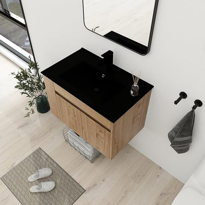 Bathroom Vanity with Sink 30 Inch, Modern Bathroom Vanities Set, Single Bathroom Vanity Set with Top Basin and Storage Cabinet, Soft Close Doo(IMO, 30 * 18)