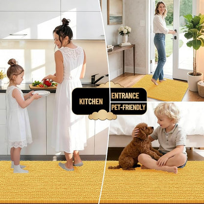 OLANLY Thick Chenille Bathroom Rugs 36x24, Soft Absorbent Bath Mat, Yellow | Bath Rugs, Rubber Backing, Machine Wash Dry, Bath Mats for Bathroom Floor, Tub and Shower, Home Decor Accessories