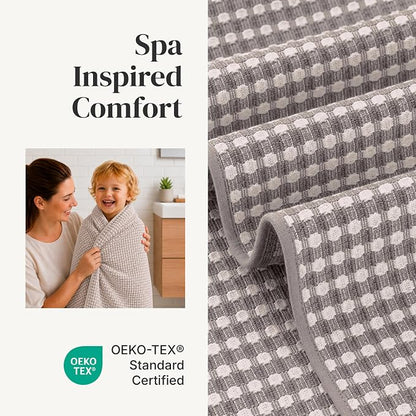 Modern Threads 6 Piece Cotton Bath Towel Set – Ultra Soft 600 GSM Towels – Bathroom Set with Hand Towels and Washcloths – Waffle (Classic Taupe)